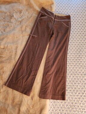 Sitwell Brown Stretch Flare Trouser Pants Size 2 Y2K Contrast Trim